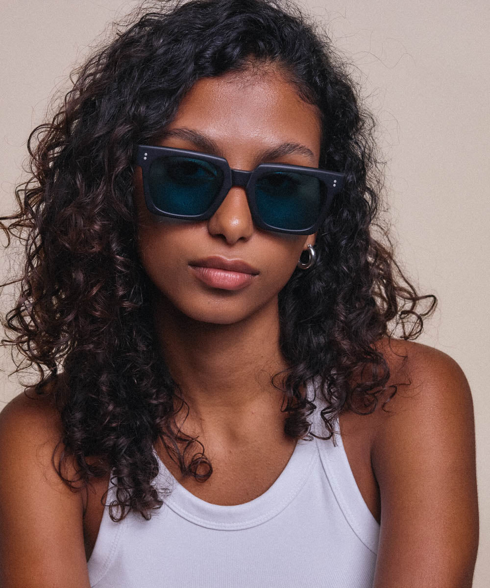 Johann Wolff Anna Matte Black Jade Sunglasses