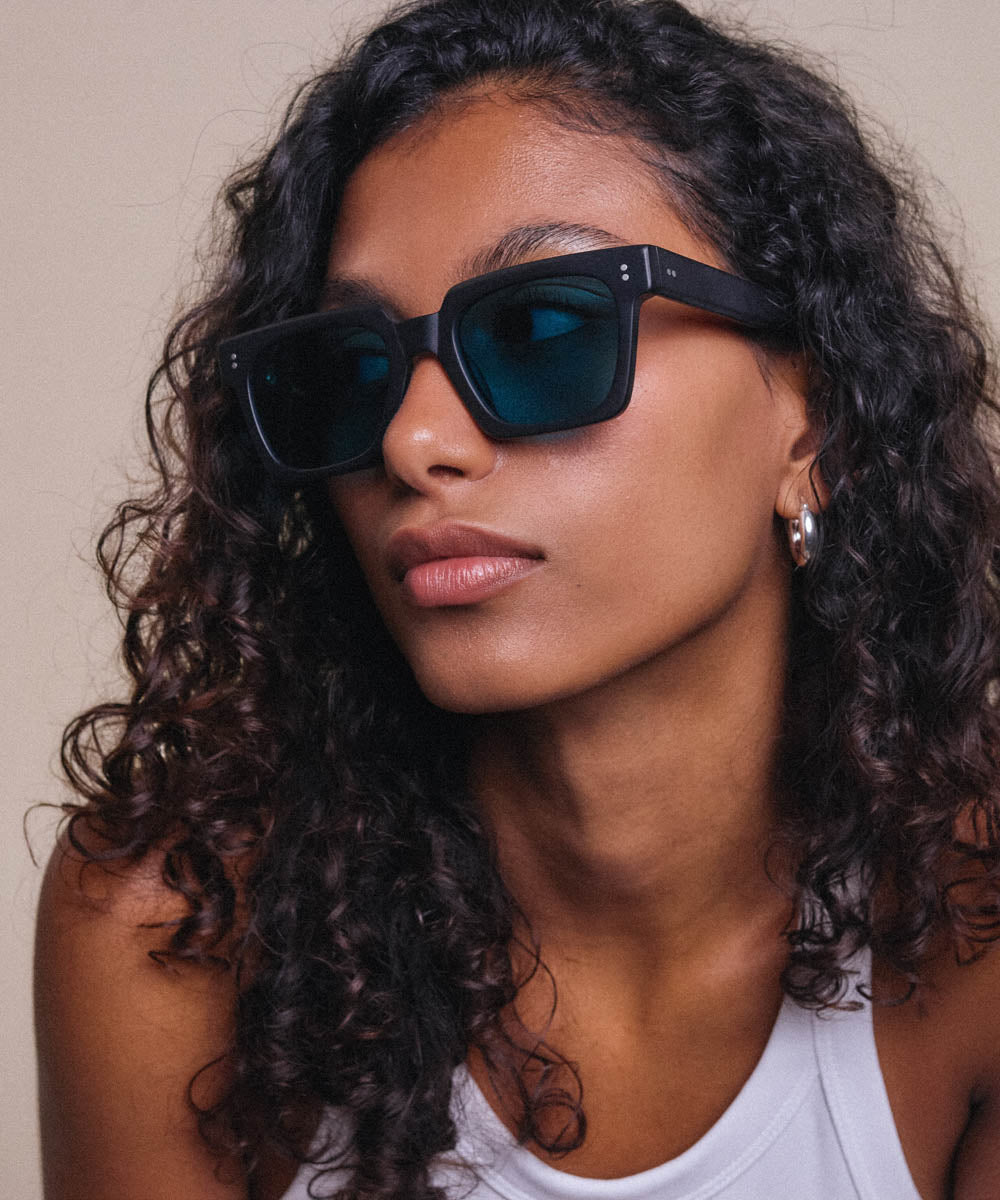 Johann Wolff Anna Matte Black Jade Sunglasses