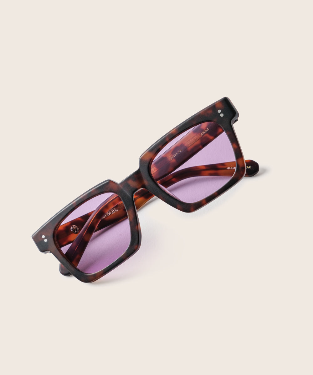 Johann Wolff Anna Matte Havana Lavender Sunglasses