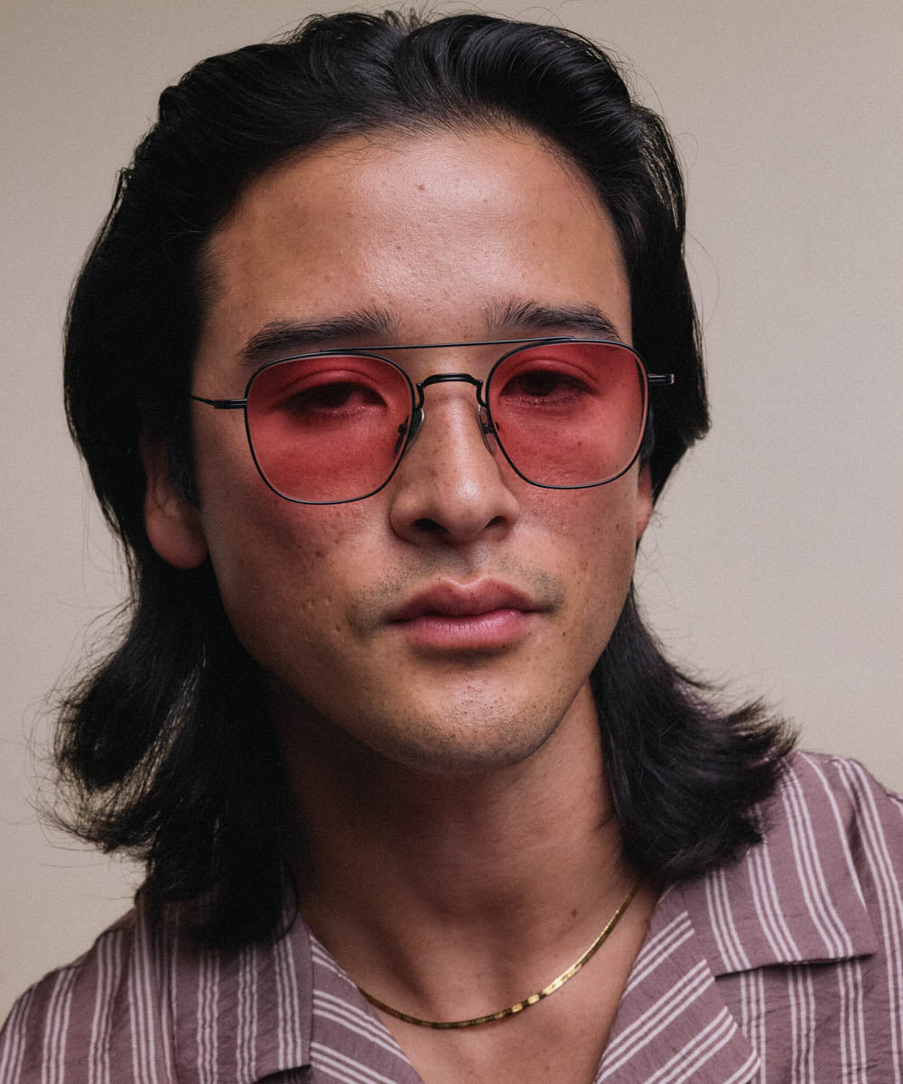 Johann Wolff Flieger Matte Black Ruby Gradient Sunglasses