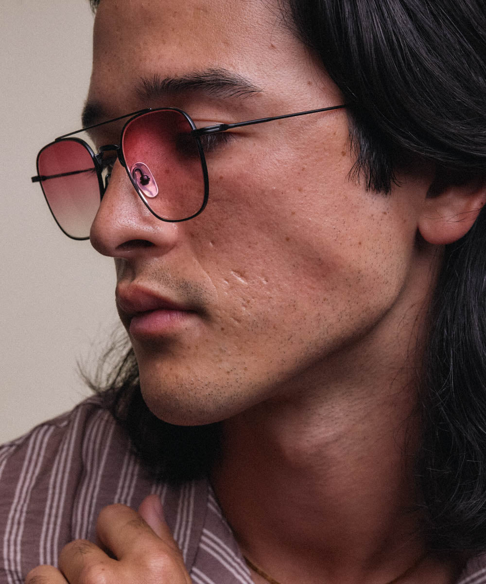 Johann Wolff Flieger Matte Black Ruby Gradient Sunglasses