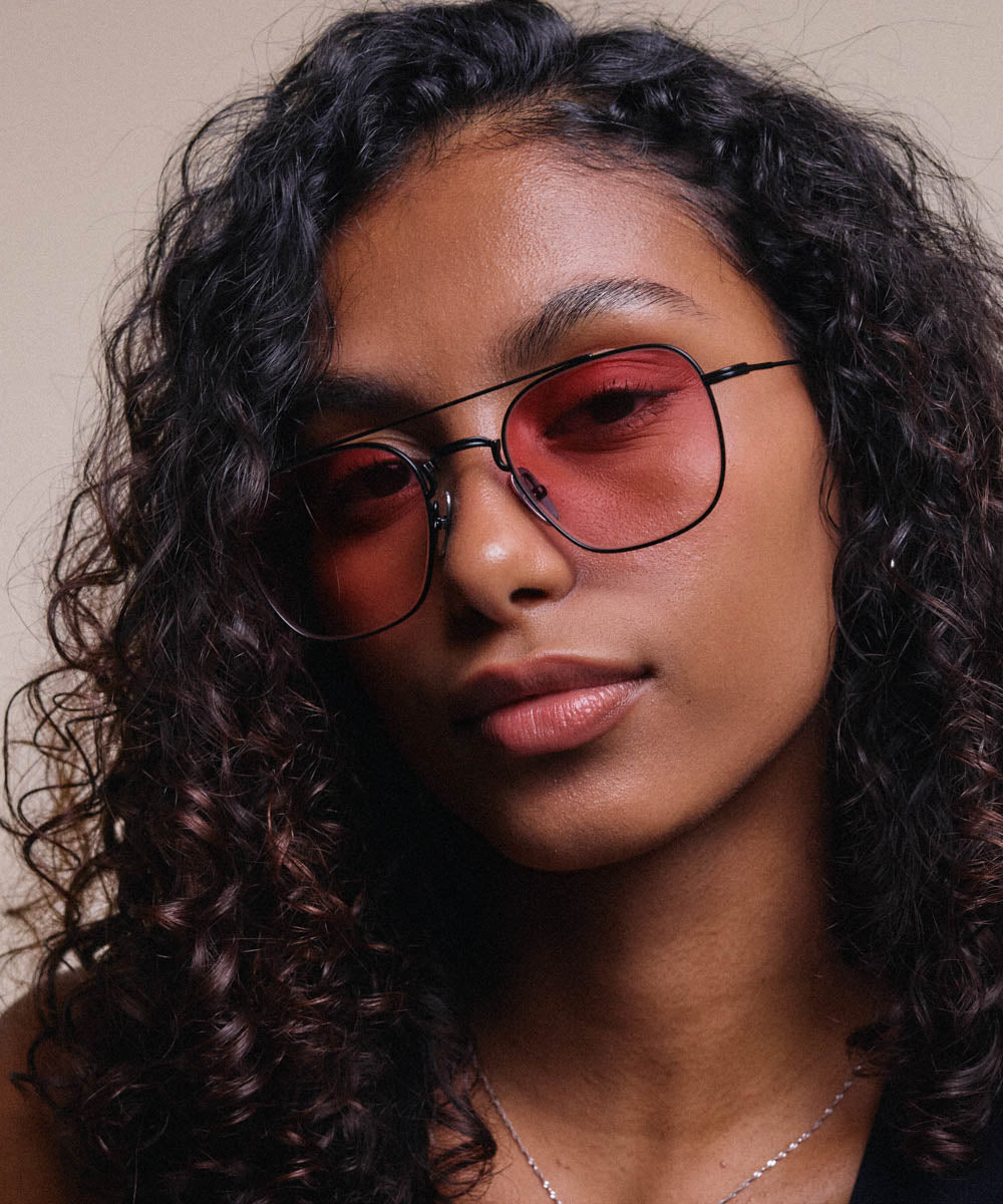 Johann Wolff Flieger Matte Black Ruby Gradient Sunglasses