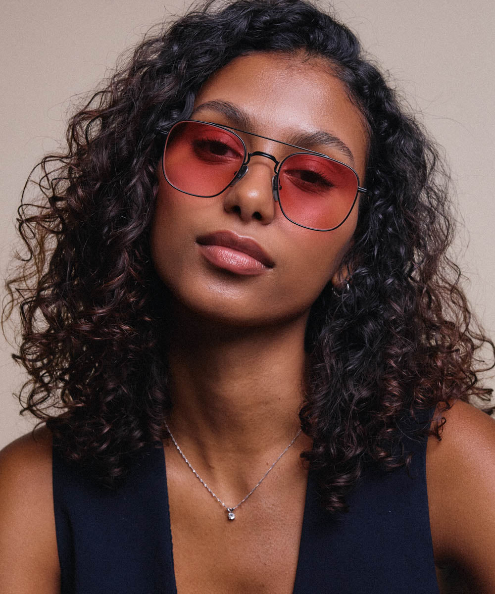 Johann Wolff Flieger Matte Black Ruby Gradient Sunglasses