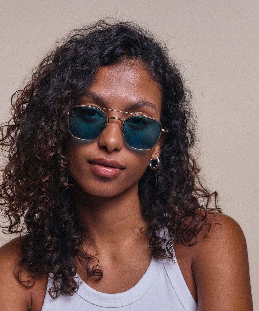 Johann Wolff Flieger Gold Jade Sunglasses