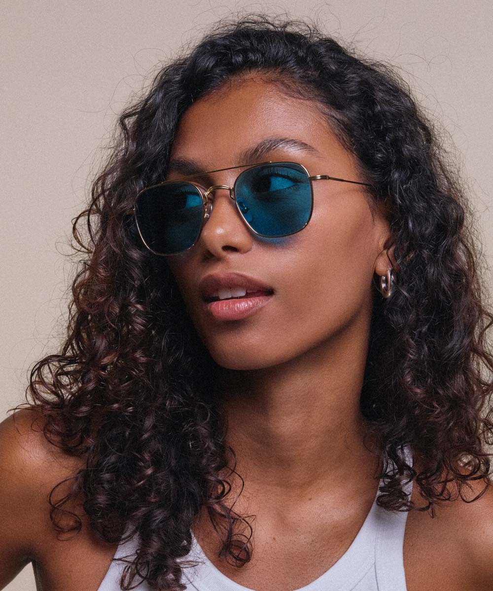 Johann Wolff Flieger Gold Jade Sunglasses