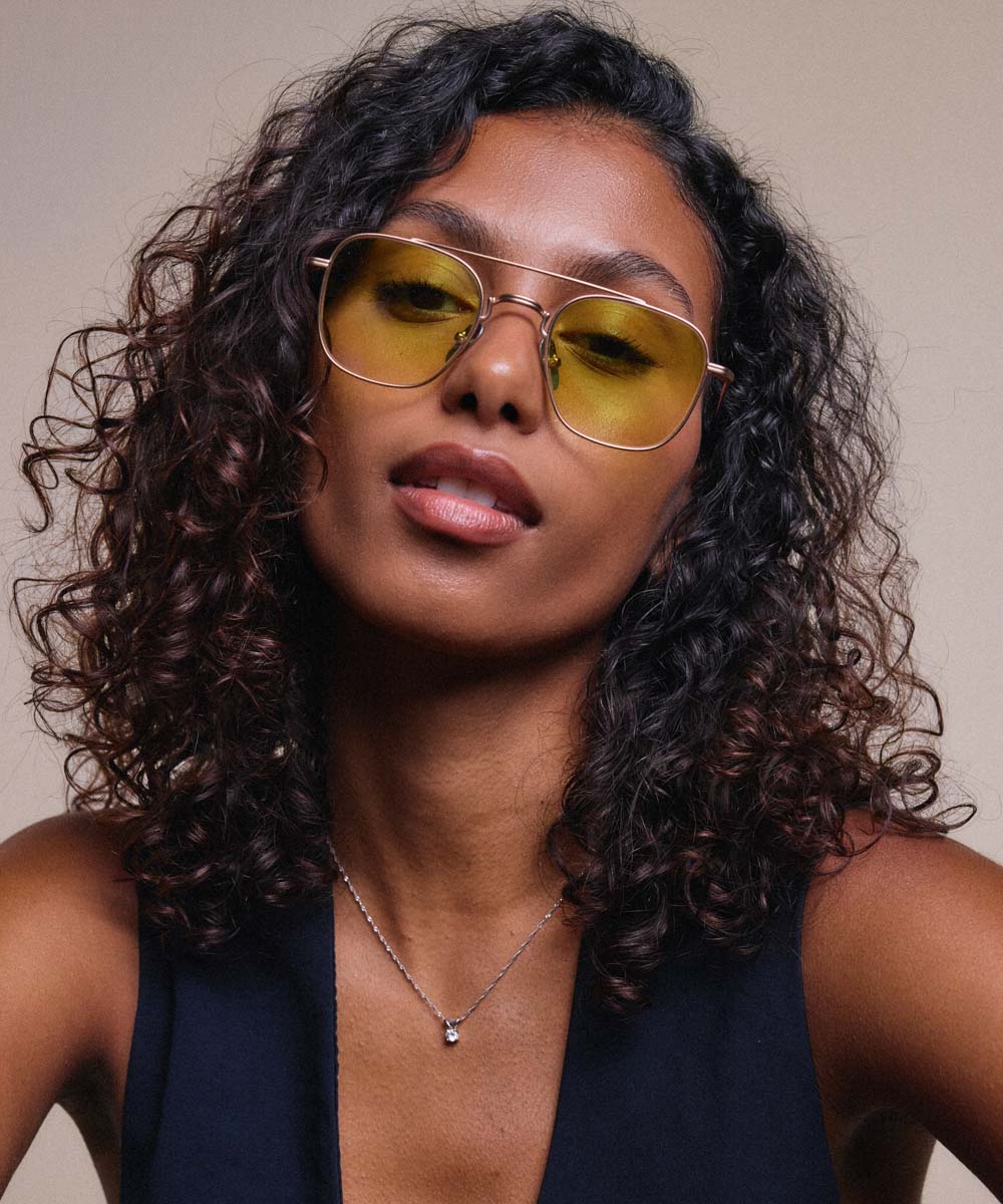 Johann Wolff Flieger Matte Rose Gold Lime Sunglasses