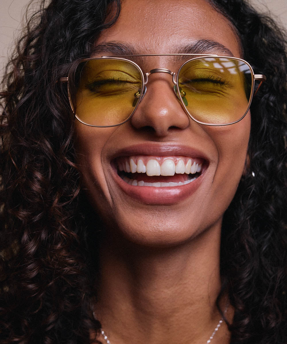 Johann Wolff Flieger Matte Rose Gold Lime Sunglasses