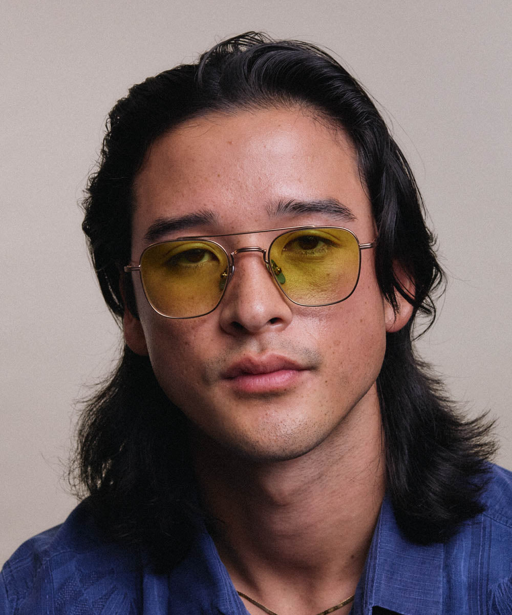 Johann Wolff Flieger Matte Rose Gold Lime Sunglasses