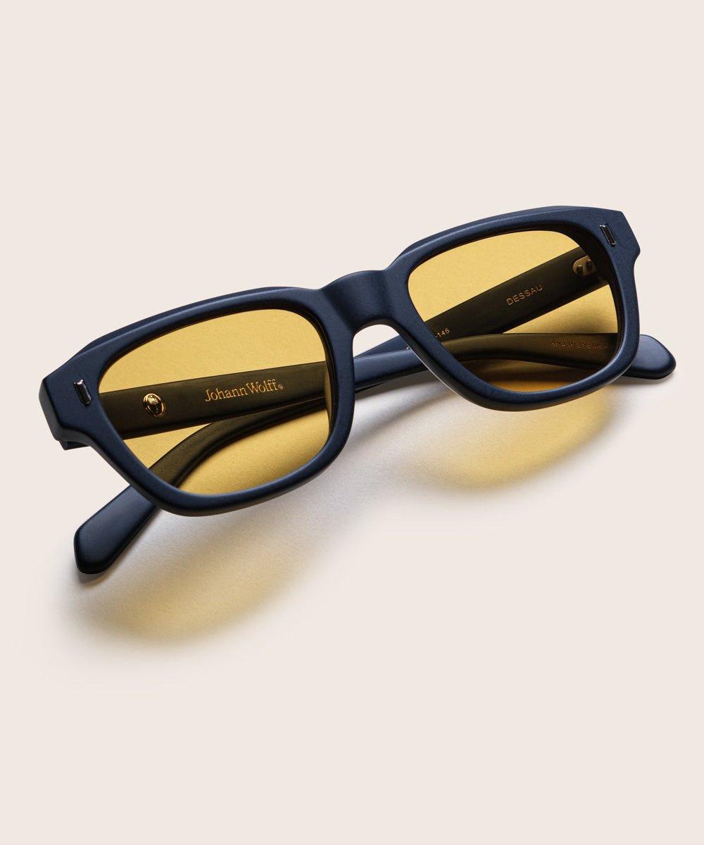 Johann Wolff Dessau Matte Black Burnt Yellow Sunglasses
