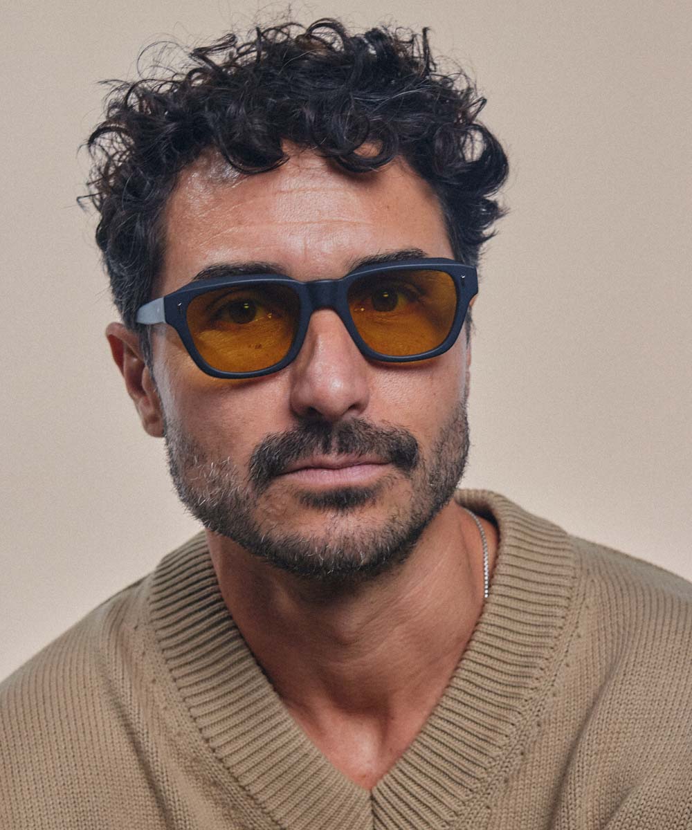 Johann Wolff Dessau Matte Black Burnt Yellow Sunglasses