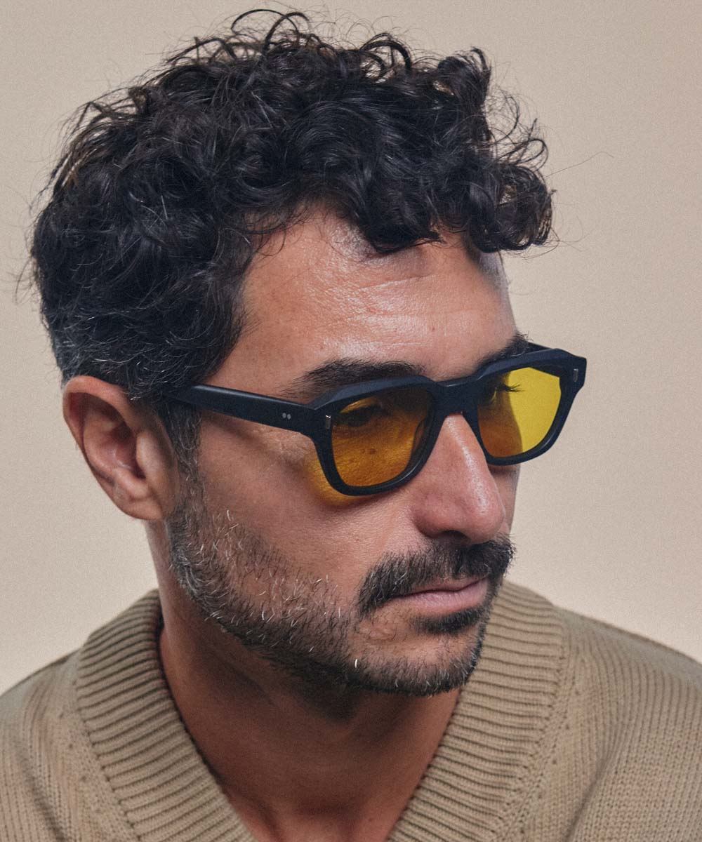 Johann Wolff Dessau Matte Black Burnt Yellow Sunglasses