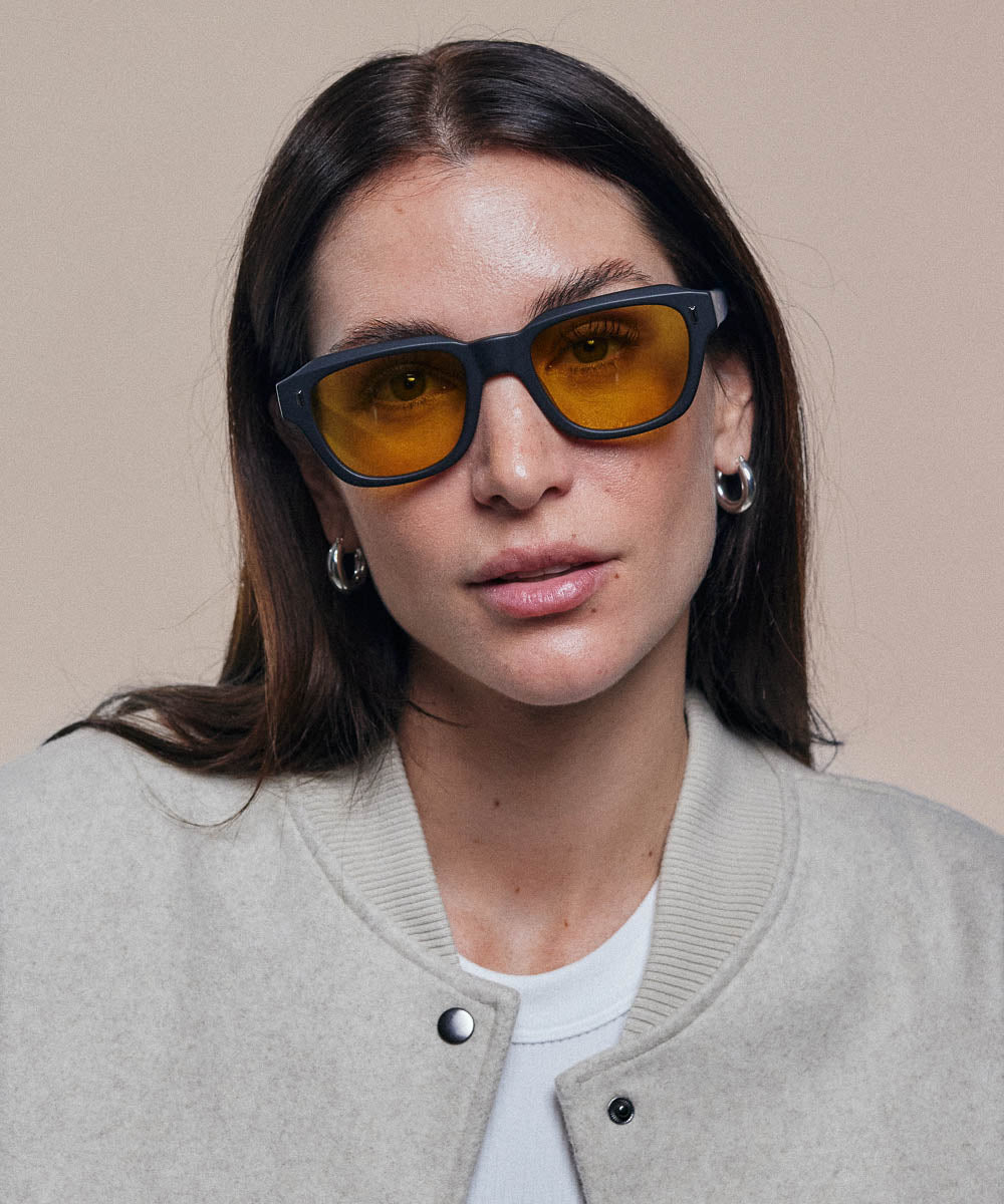 Johann Wolff Dessau Matte Black Burnt Yellow Sunglasses