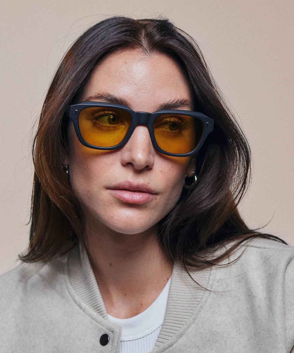 Johann Wolff Dessau Matte Black Burnt Yellow Sunglasses