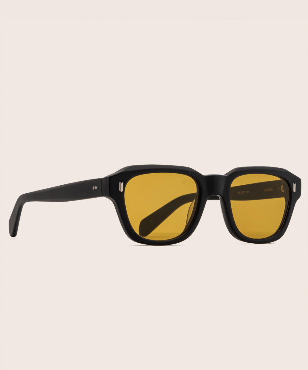 Johann Wolff Dessau Matte Black Burnt Yellow Sunglasses