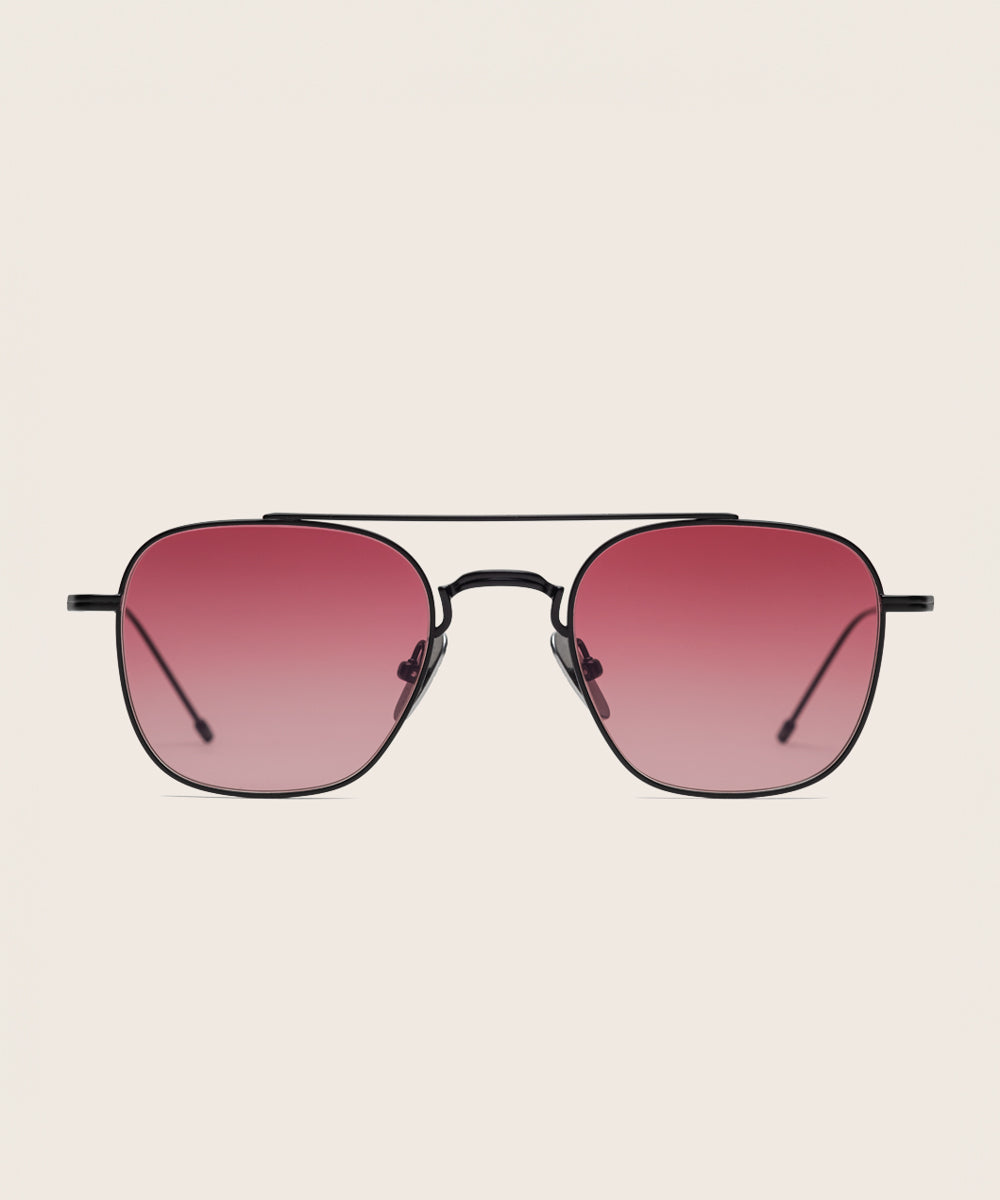 Johann Wolff Flieger Matte Black Ruby Gradient Sunglasses