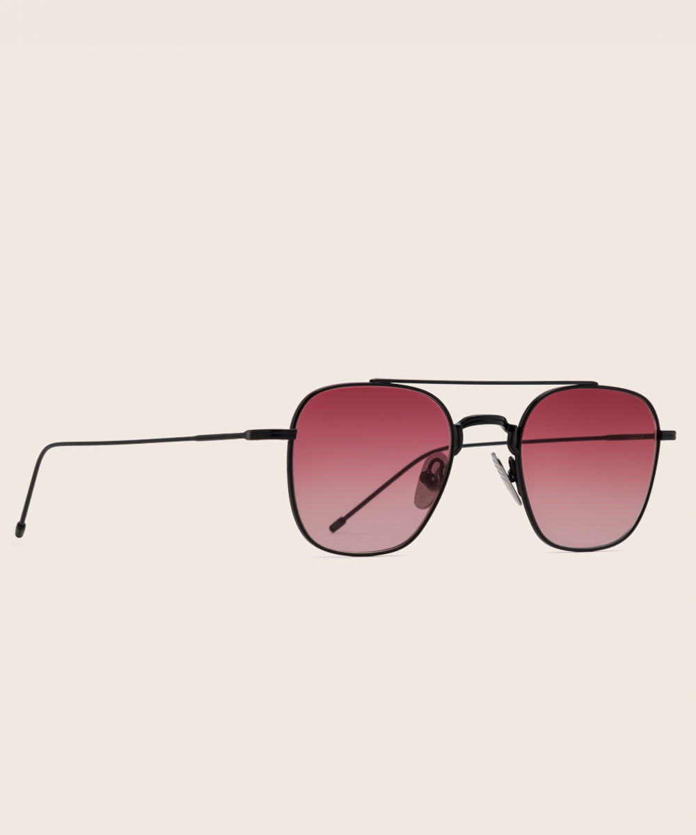 Johann Wolff Flieger Matte Black Ruby Gradient Sunglasses