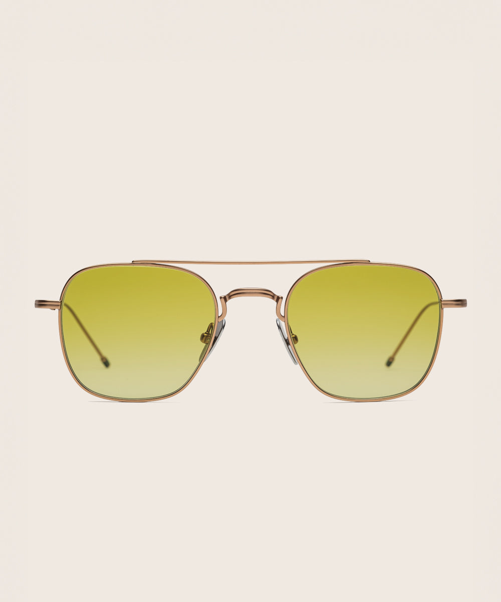 Johann Wolff Flieger Matte Rose Gold Lime Sunglasses