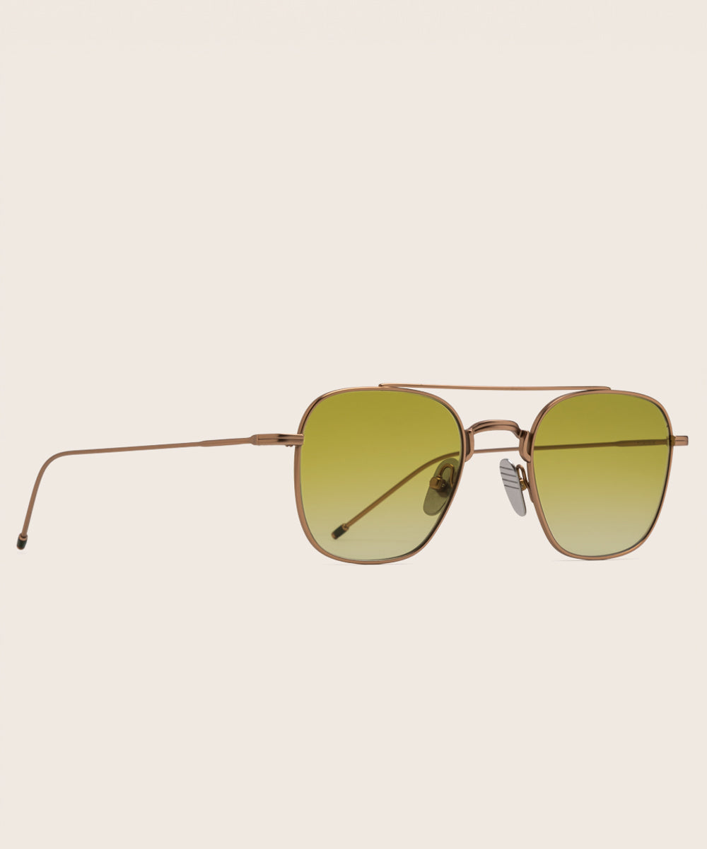 Johann Wolff Flieger Matte Rose Gold Lime Sunglasses
