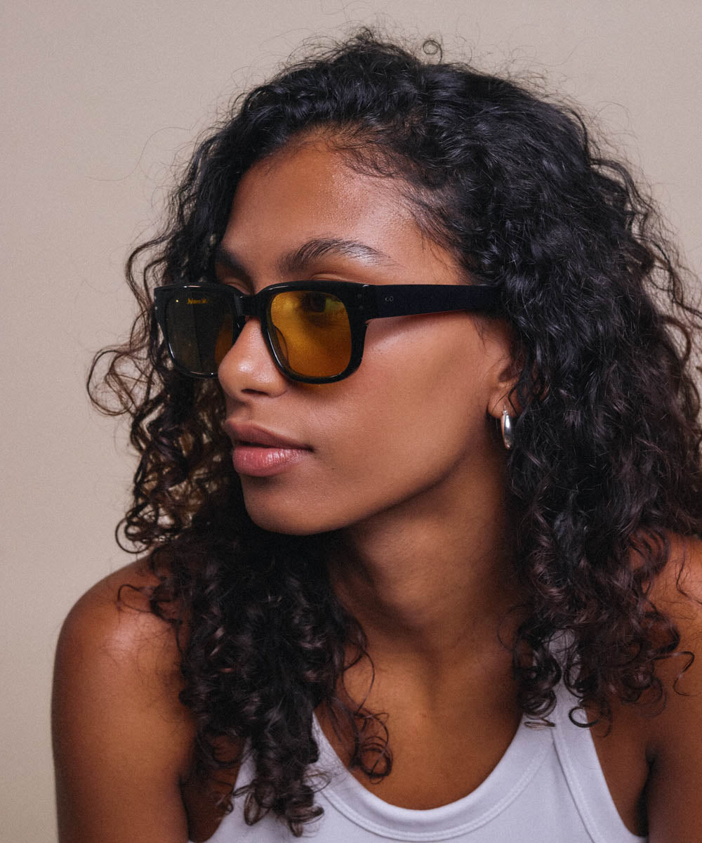 Johann Wolff Martin Black Burnt Yellow Sunglasses