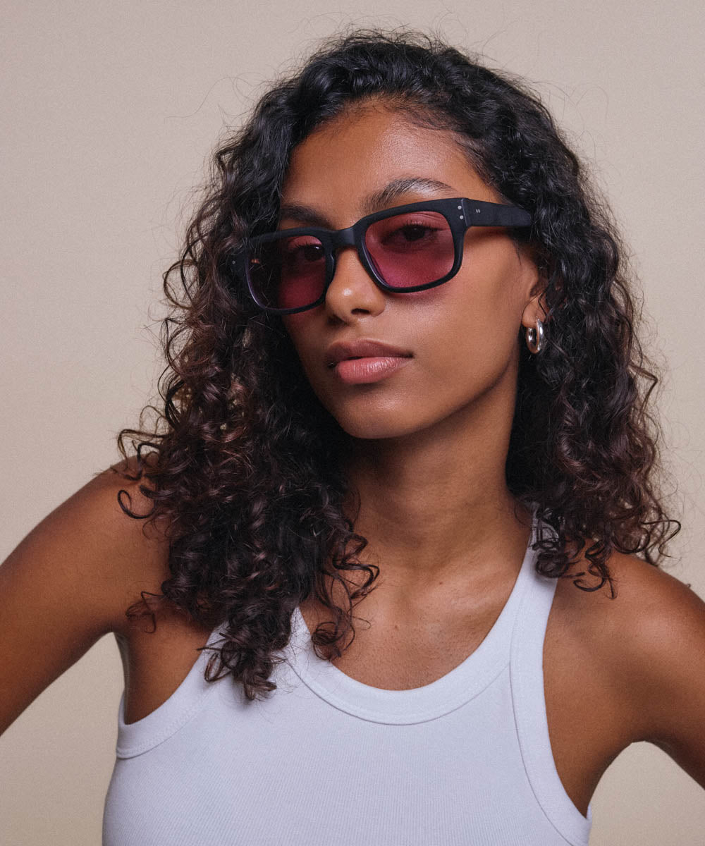 Johann Wolff Martin Black Matte Lavender Sunglasses
