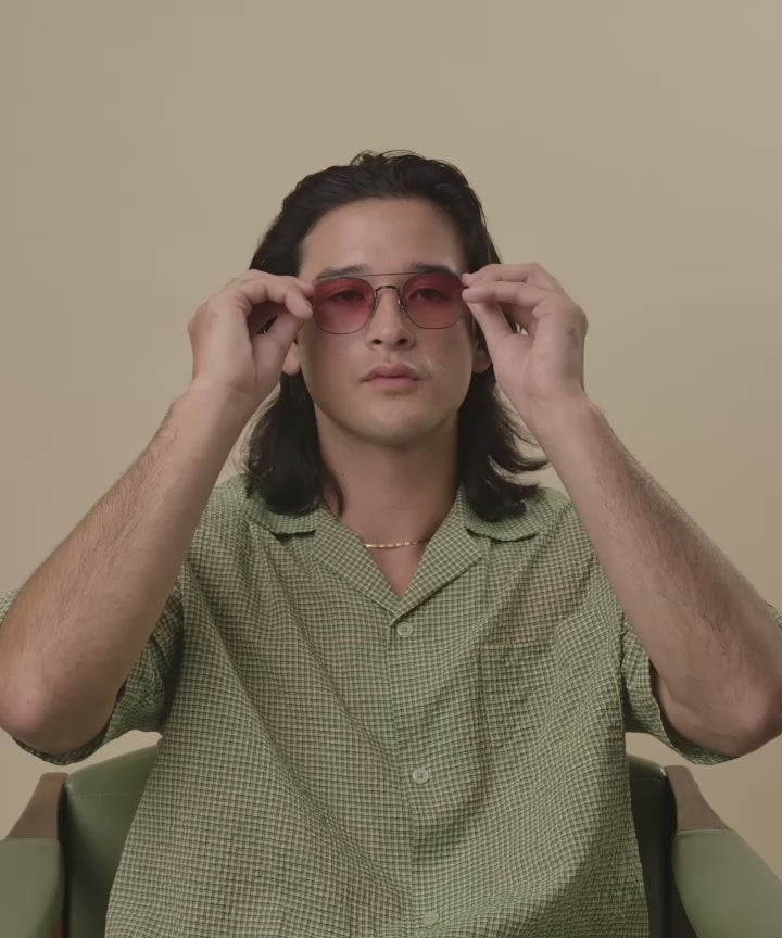Johann Wolff Flieger Matte Black Ruby Gradient Sunglasses