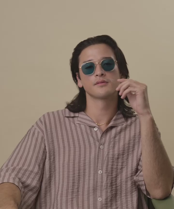 Johann Wolff Flieger Gold Jade Sunglasses