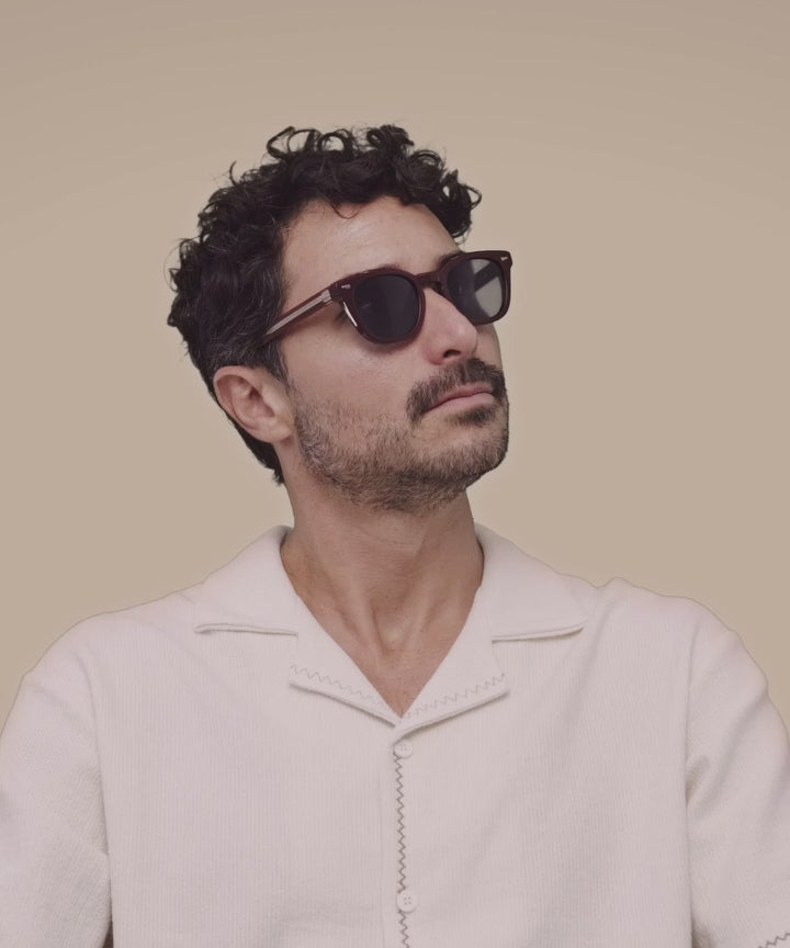Johann Wolff Silver Arrow Burgundy Sunglasses