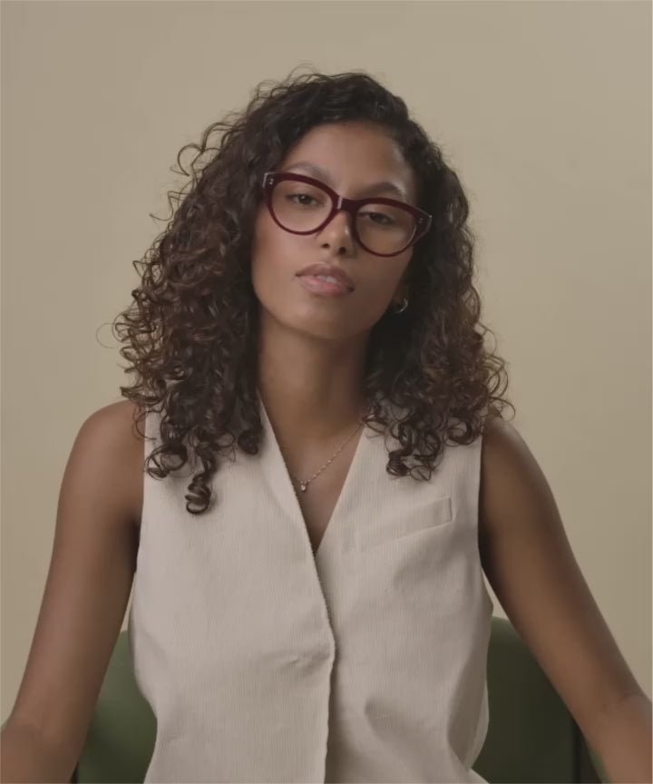 Johann Wolff Sophie Burgundy Eyeglasses