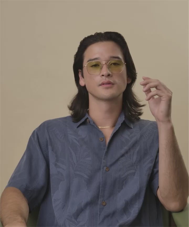 Johann Wolff Flieger Matte Rose Gold Lime Sunglasses