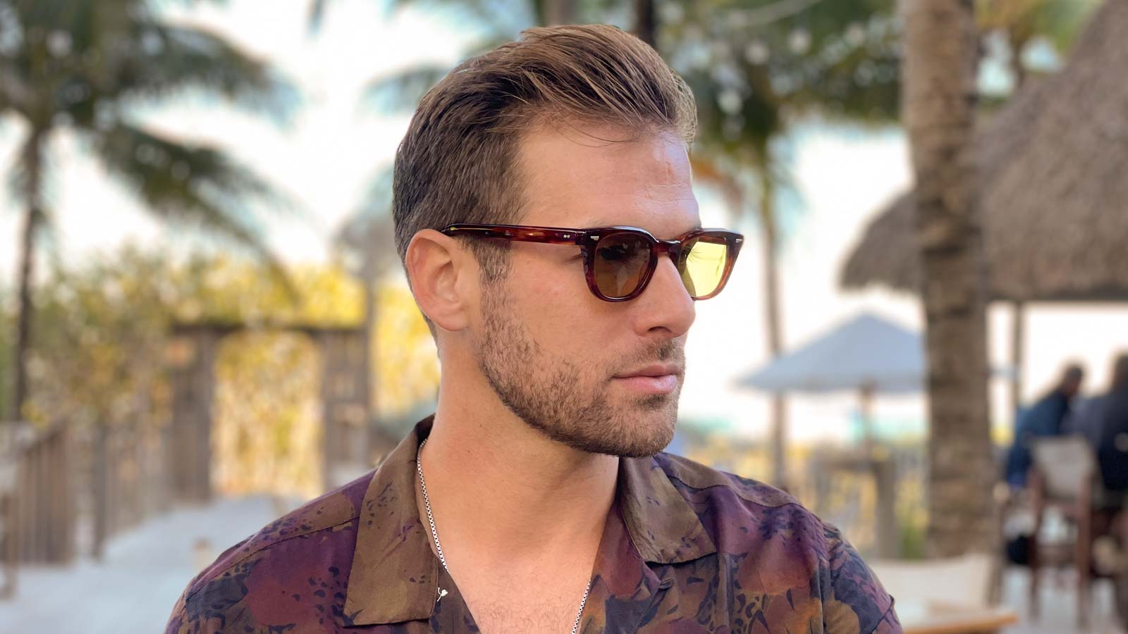 Johann Wolff Silver Arrow Havana Burnt Yellow Custom Tint on Model