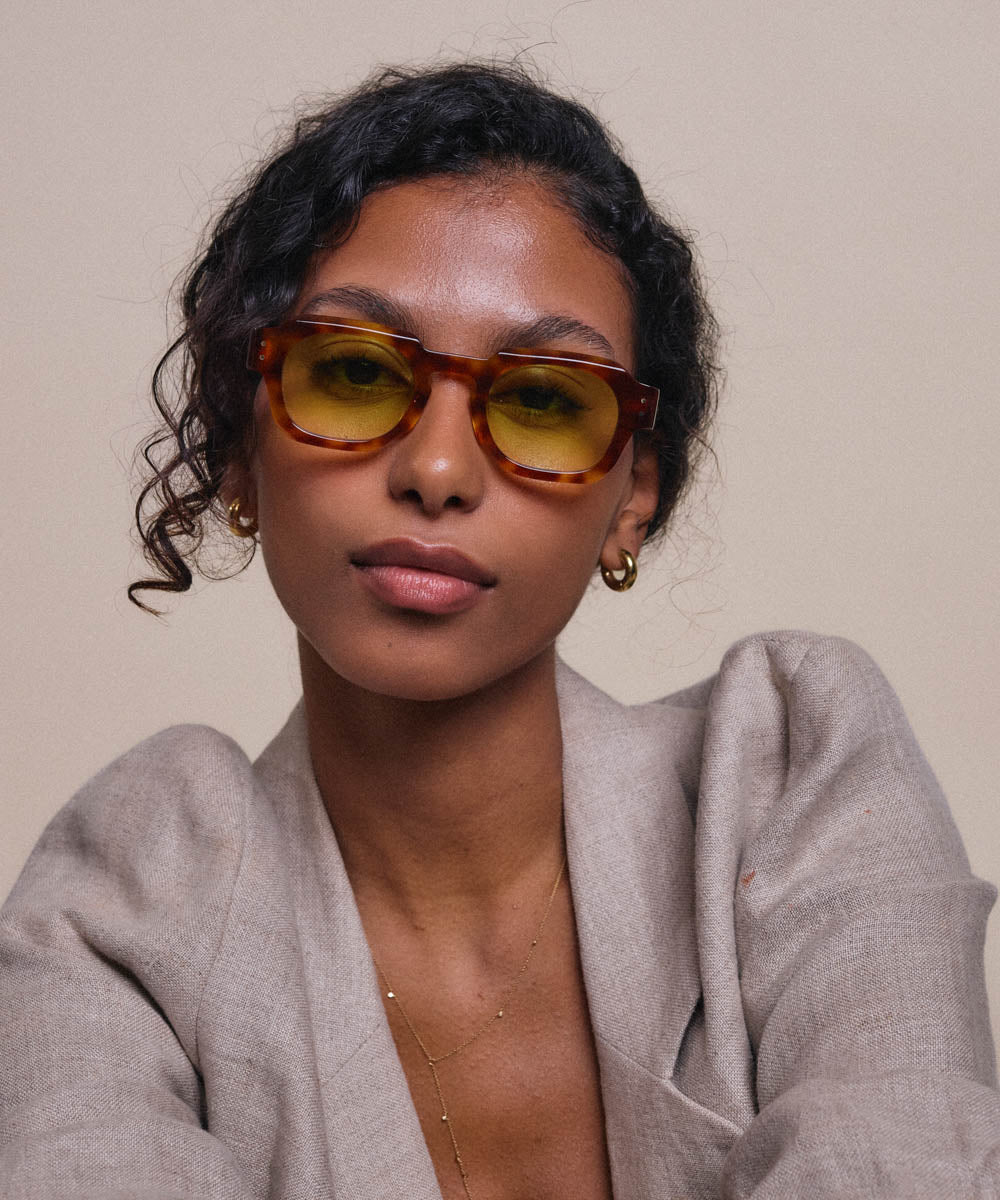 Johann Wolff Bastei Vintage Tortoise Lime Sunglasses 