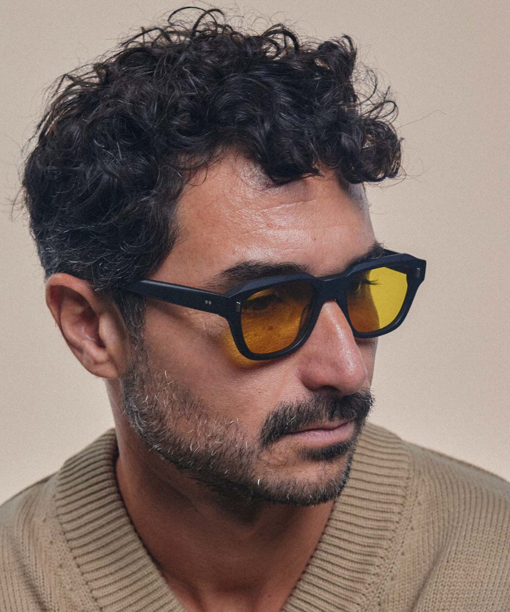 Johann Wolff Dessau Matte Black Burnt Yellow Sunglasses 