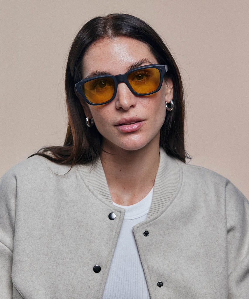 Johann Wolff Dessau Matte Black Burnt Yellow Sunglasses