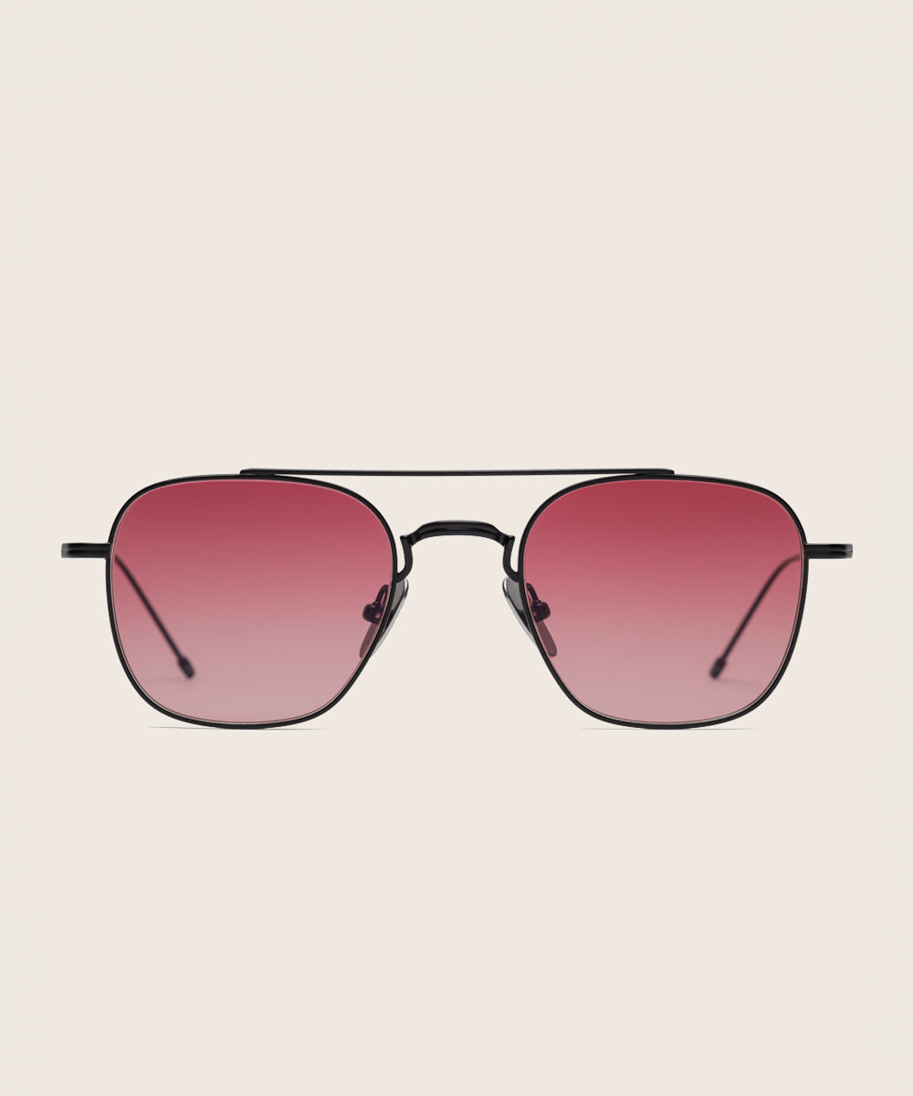 Johann Wolff Flieger Matte Black Ruby Gradient Sunglasses 