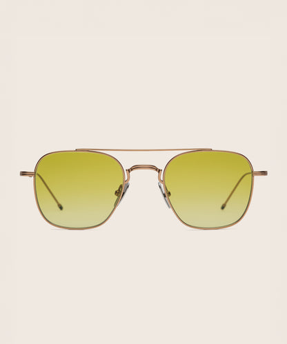 Johann Wolff Flieger Matte Rose Gold Lime Sunglasses 