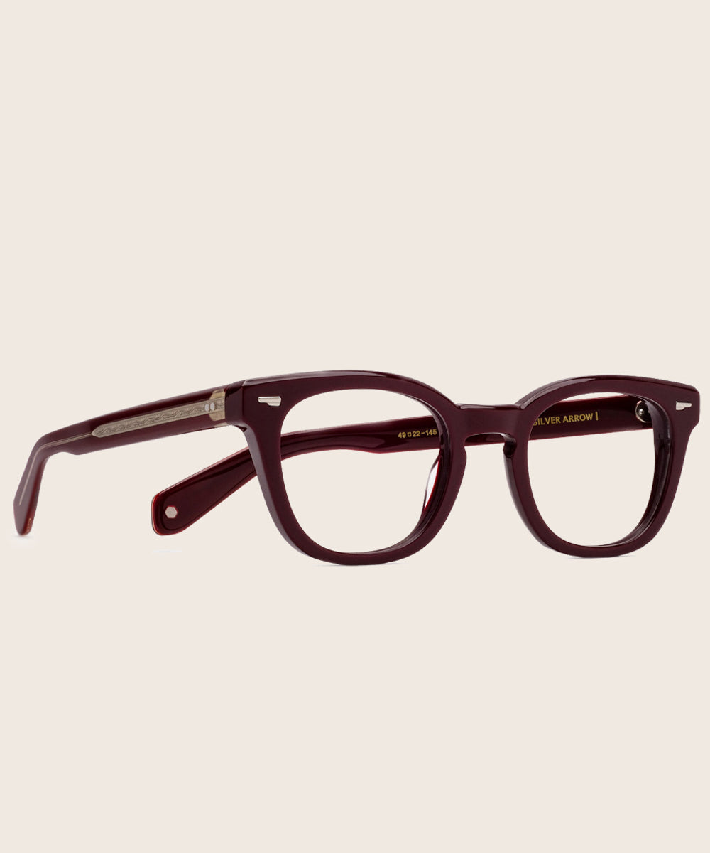 Johann Wolff Silver Arrow Burgundy Eyeglasses 