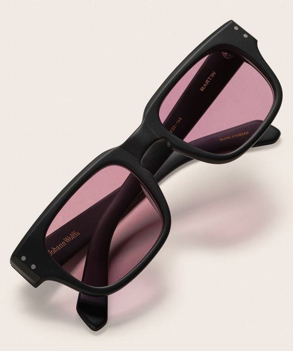 Johann Wolff Martin Black Matte Custom Purple Sunglasses